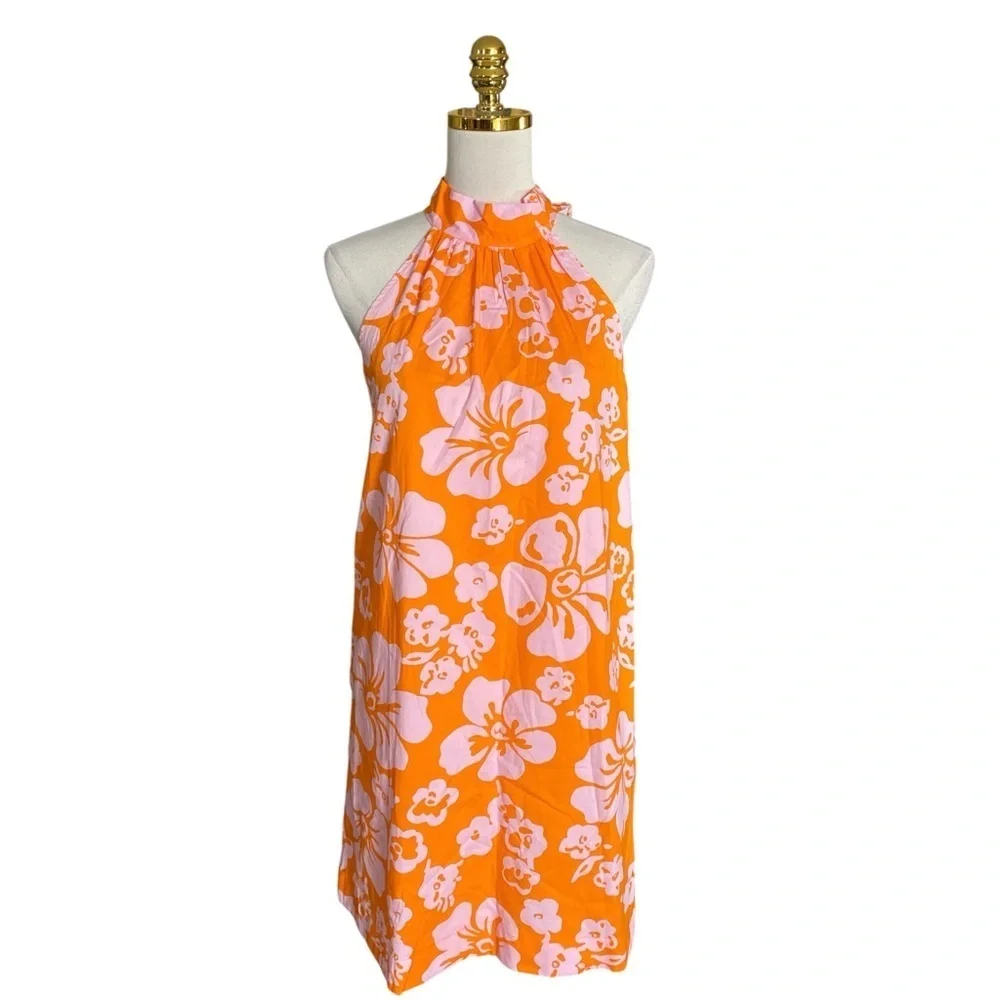 J. Crew Women Tie-neck Cotton Sleeveless Coastal Vacation Mini Shift Dress Sz  2